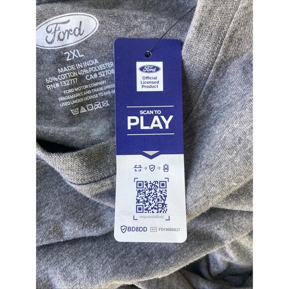 FORD Vehicle Gray BUILT FORD TOUGH Logo Crewneck Graphic Tshirt Tee 2XL NEW NWT - Picture 5 of 5